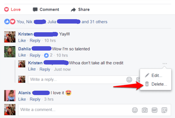 Cách xóa bình luận Facebook