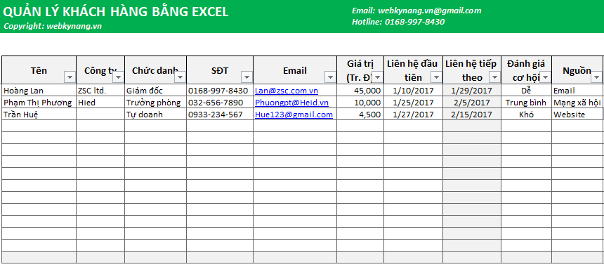 File quản lý khách hàng