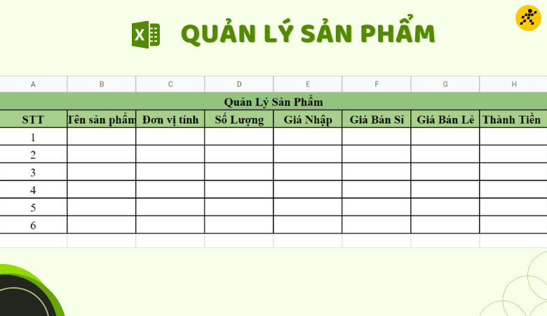 File Excel quản lý sản phẩm