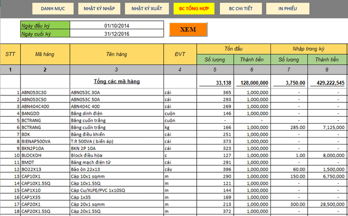 File quản lý hàng hóa